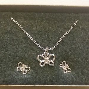 AVON STERLING SILVER BUTTERFLY NECKLACE/EARRING